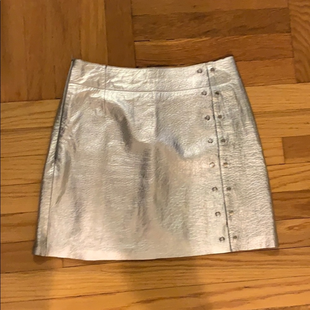 Veda silver leather skirt